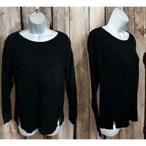 Banana Republic Black Pullover Sweater Sz Small Wool Blend Gold Side Zippers